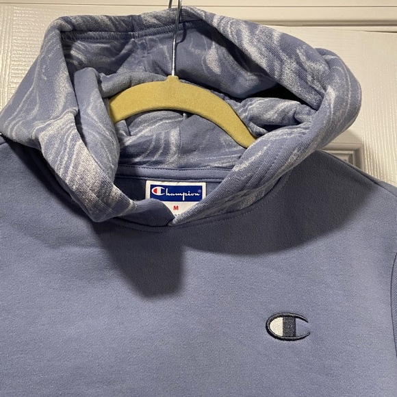 NWT Champion Size M Dusty Blue Marble Flow Recerse Weave Hoodie Kangaroo Pocket - Picture 2 of 14
